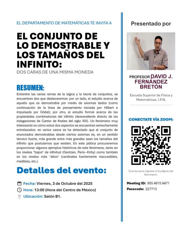 El Seminario de Matemáticas - El conjunto de lo demostrable y los tamaños del infinito: dos caras de una misma moneda